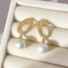 Load image into Gallery viewer, ODC Crystal Pearl Drop Gold Earrings