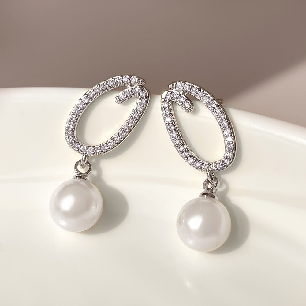 ODC Crystal Pearl Drop Silver Earrings