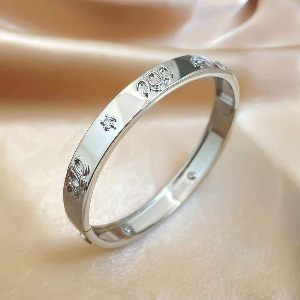 ODC Crystal Logo Silver Bangles