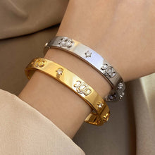 Load image into Gallery viewer, ODC Crystal Logo Gold Bangles
